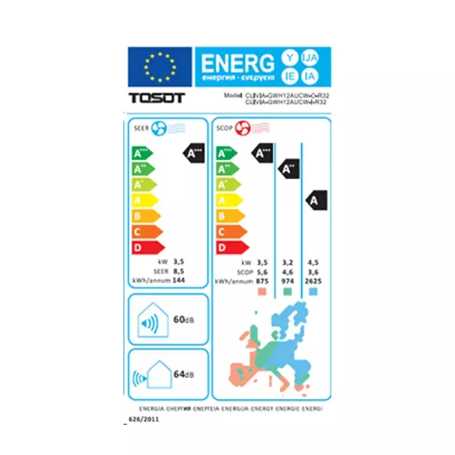 TOSOT CLIVIA by GREE Klimaanlage Innengerät weißes Design 3,5/3,8 kW R32