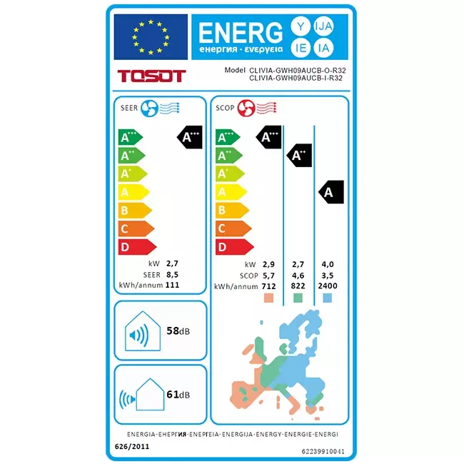 TOSOT CLIVIA by GREE Klimaanlage Inverter Black 2,5 kW R32 Set