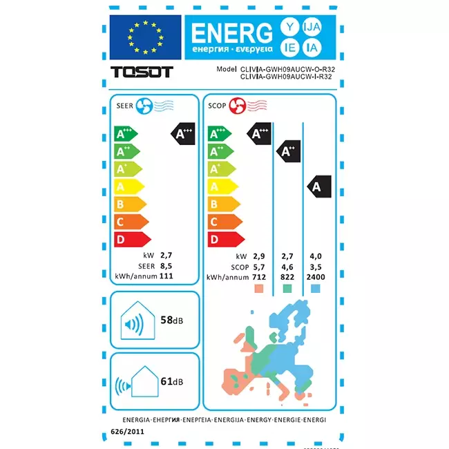 TOSOT CLIVIA by GREE Klimaanlage Inverter Weiß 2,7 kW R32 Set
