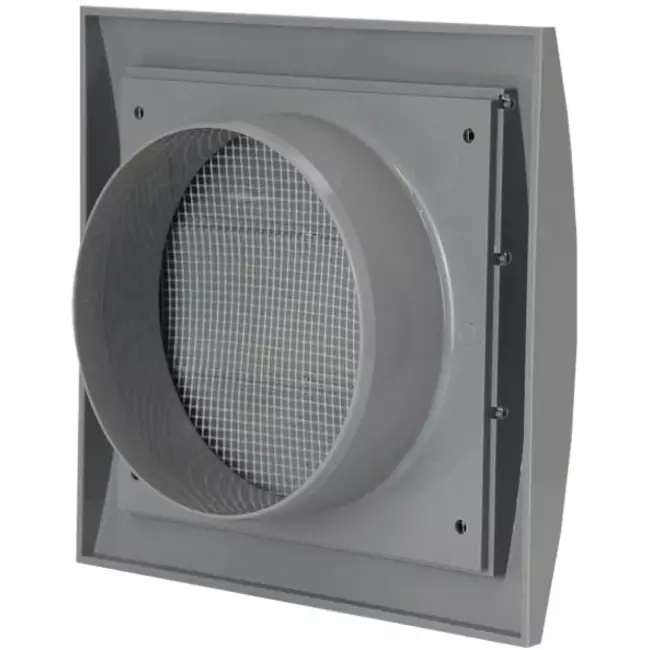 Lamellengitter Überdruck 150x150mm Ø100mm Grau ND10ZP