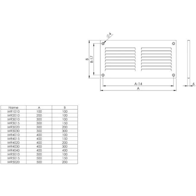 Metallgitter 300x200mm schwarz - MR3020M - RAL9005