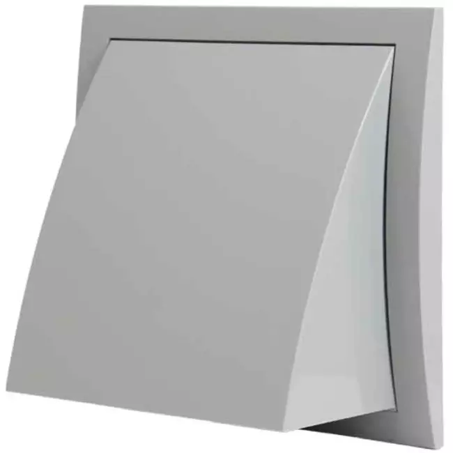 Fassadengitter Kunststoff mit Rückschlagventil 150x150 mm durchmesser 100 mm grau - ND10FVP
