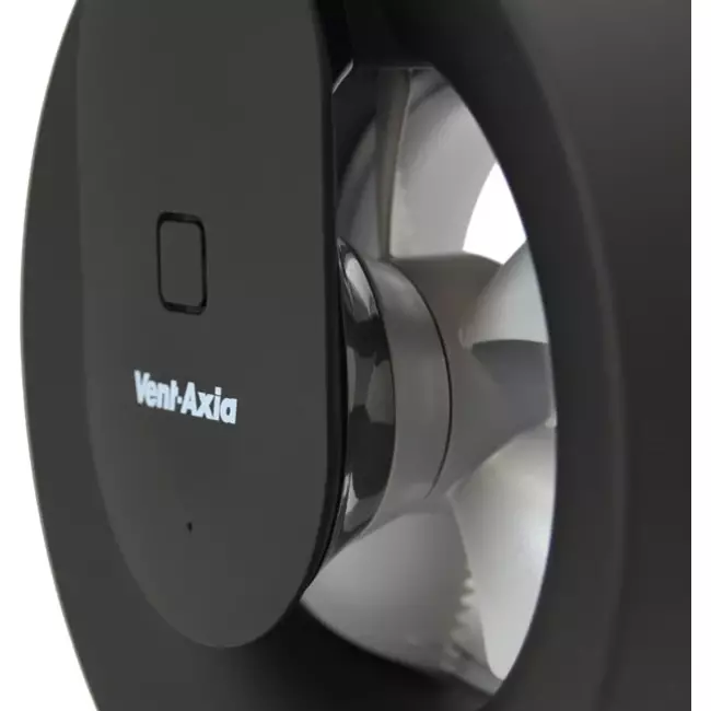 Badezimmerventilator Svara mit Timer, Feuchtigkeits- und Lichtsensor, 100–125 mm (App-gesteuert), SCHWARZ