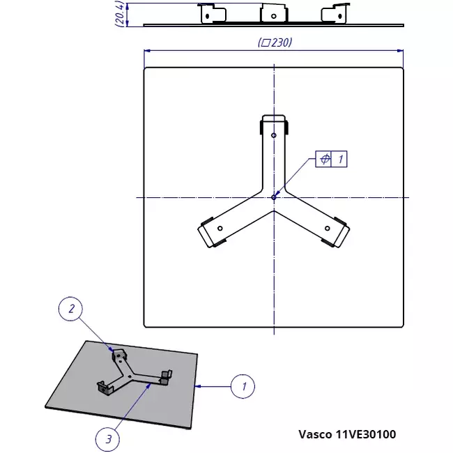 Vasco Designventil Decke viereckig gerade (inkl. Smiley)