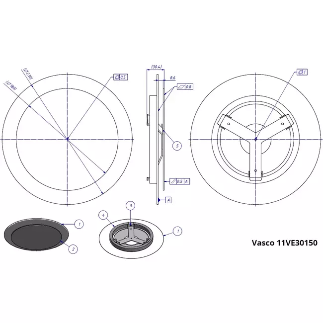 Vasco Designventil Decke rund (inkl. Smiley)