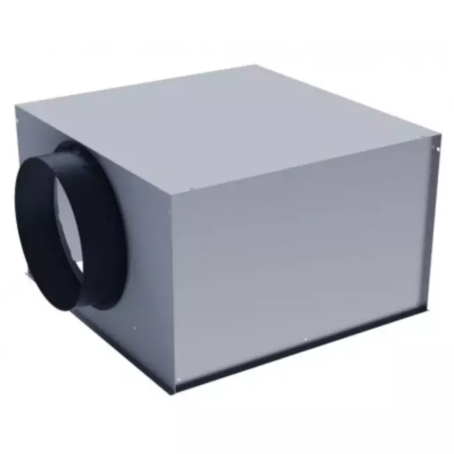 Deckenluftdurchlass 600x600 perforiert für Abluft - Seitenanschluss unisolierter Anschlusskasten 125 mm - Mischfarbe RAL 9010
