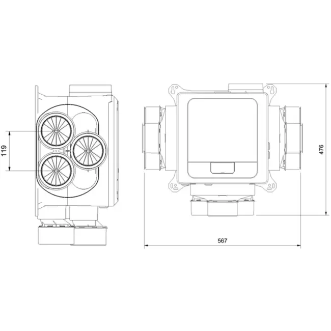 Vent-Axia Multihome AEC advance Paket 368 m³/h Bluetooth + CO2-Sensor + Feuchtigkeitssensor + RFT Steuerbatterie + 4 Ventile - Eurostecker