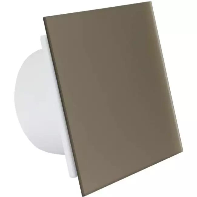 Badlüfter Ø 100 mm  mit Timer und Feuchtigkeitssensor - Glasfront satiniert gold