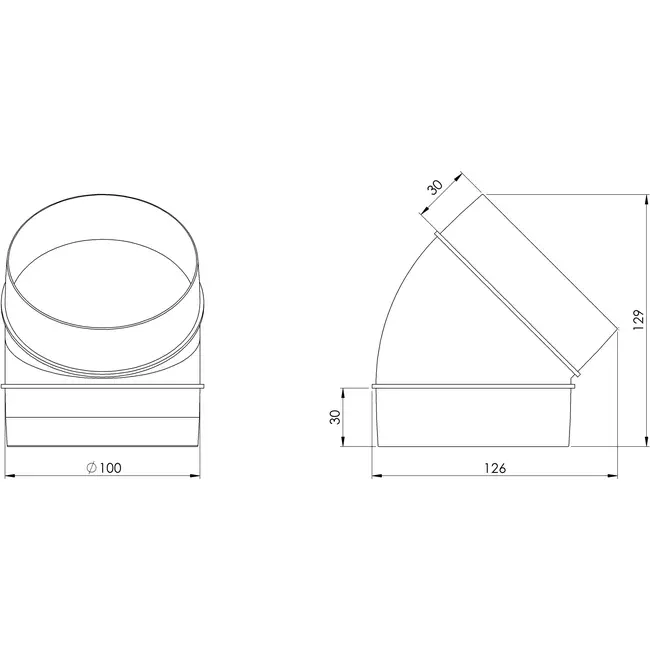 Bogen 45° Kunststoff Ø 100 mm AL100-45