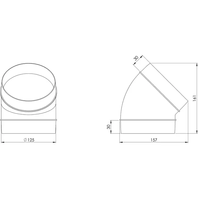 Bogen 45° Kunststoff Ø 125 mm AL125-45