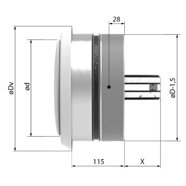 Brandschutzklappe rund 100 mm mit Lüftungsventil - E-BFDC V EI120S D100