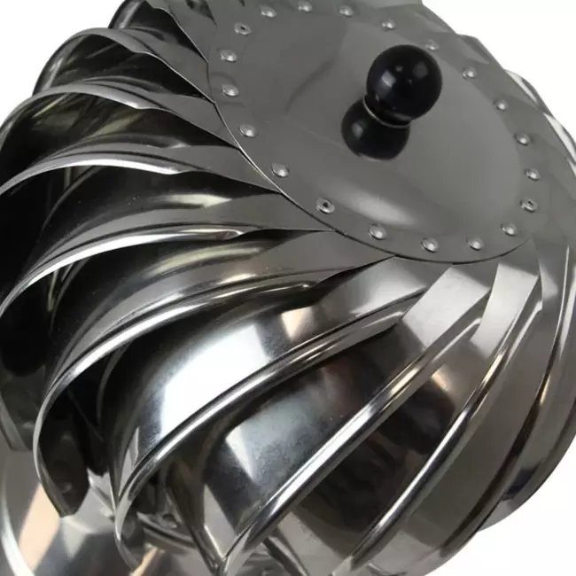 Windbetriebener Dachventilator Edelstahl mit Haube inkl. Dachplatte - 65m³/h