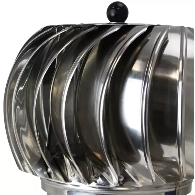 Windbetriebener Dachventilator Edelstahl mit Haube inkl. Dachplatte - 65m³/h