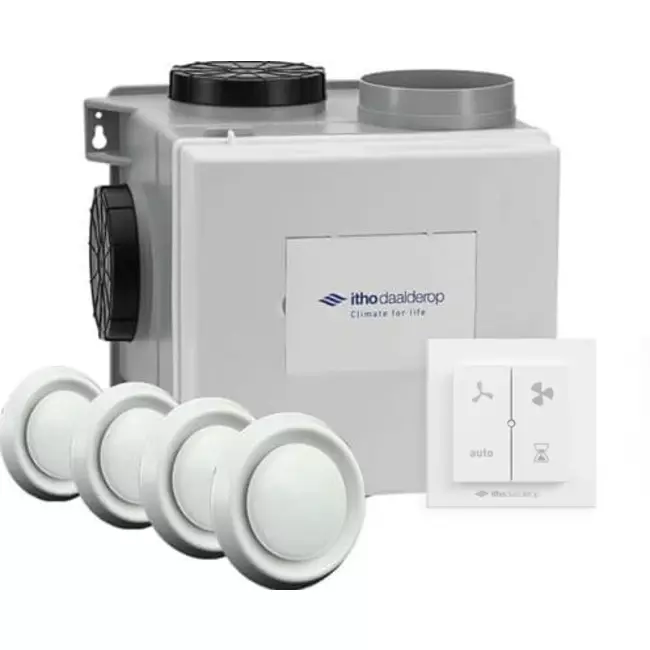 Itho Daalderop CVE-S ECO Package SE 325 m³/h + Feuchtigkeitssensor + RFT-N Auto control + 4 Ventile - Eurostecker