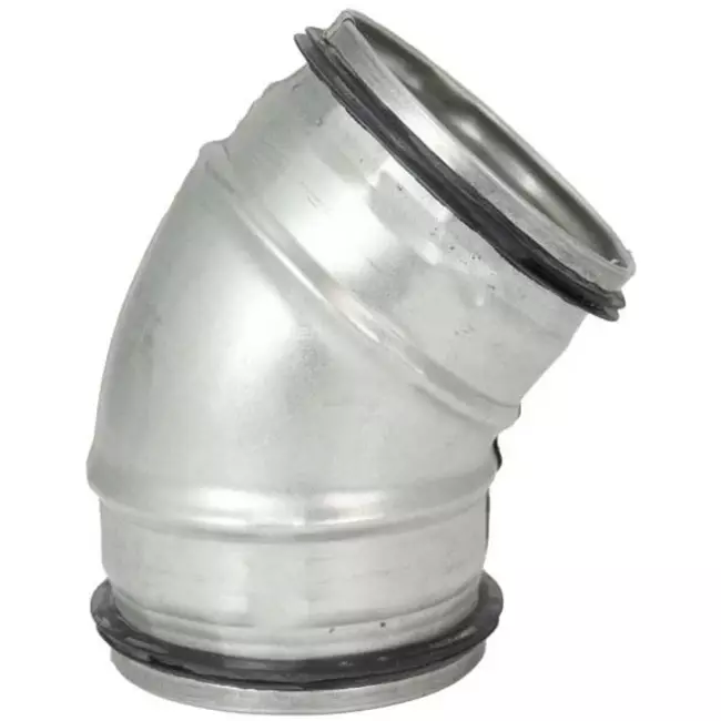 Kurzer Wickelfalz Bogen 45° Ø 80mm