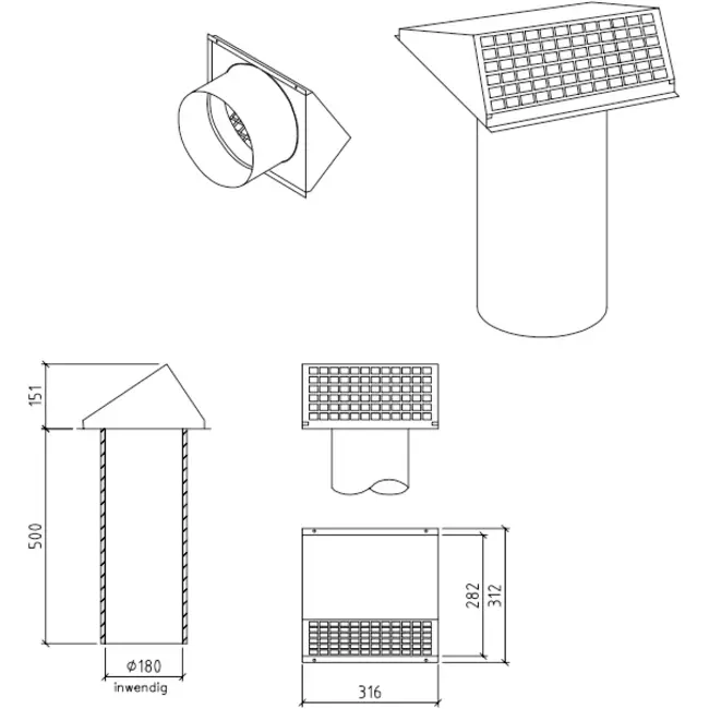 Thermoduct Wanddurchführung 180 mm
