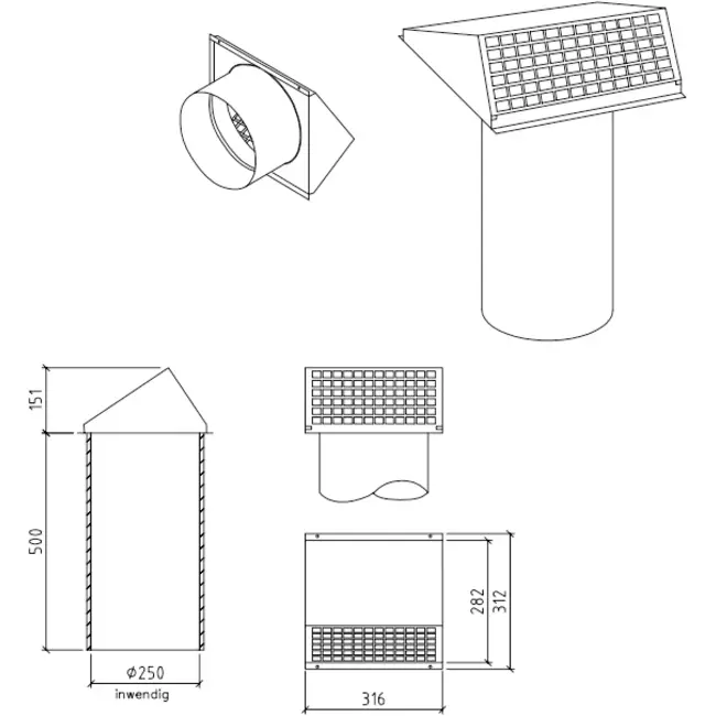Thermoduct Wanddurchführung 250 mm