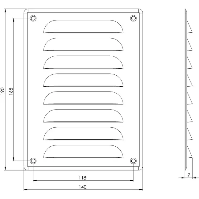 Lüftungsgitter Metall 140x190 mm schwarz - MR1419M - RAL9005