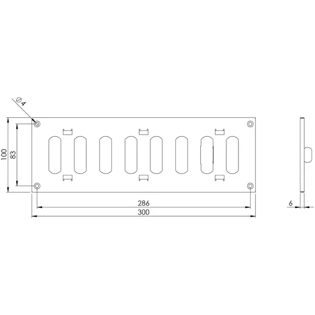 Metallgitter verstellbar 300x100 schwarz - MR3010RM - RAL9005