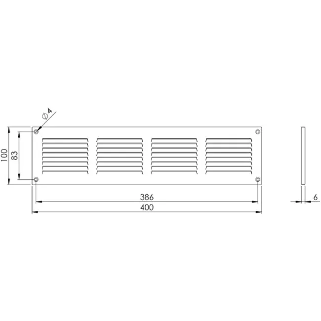 Metallgitter 400x100mm schwarz - MR4010M - RAL9005