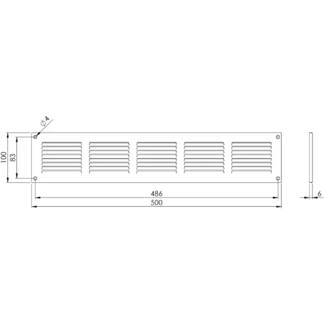 Metallgitter 500x100mm schwarz - MR5010M - RAL9005
