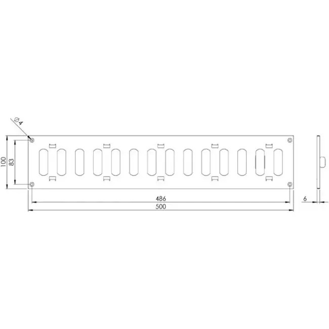 Metallgitter verstellbar 500x100 schwarz - MR5010RM - RAL9005