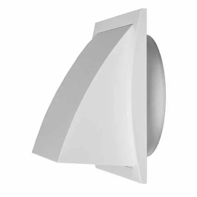 Fassadengitter Kunststoff mit Rückschlagventil 150x150 mm durchmesser 100 mm Weiß - ND10FV