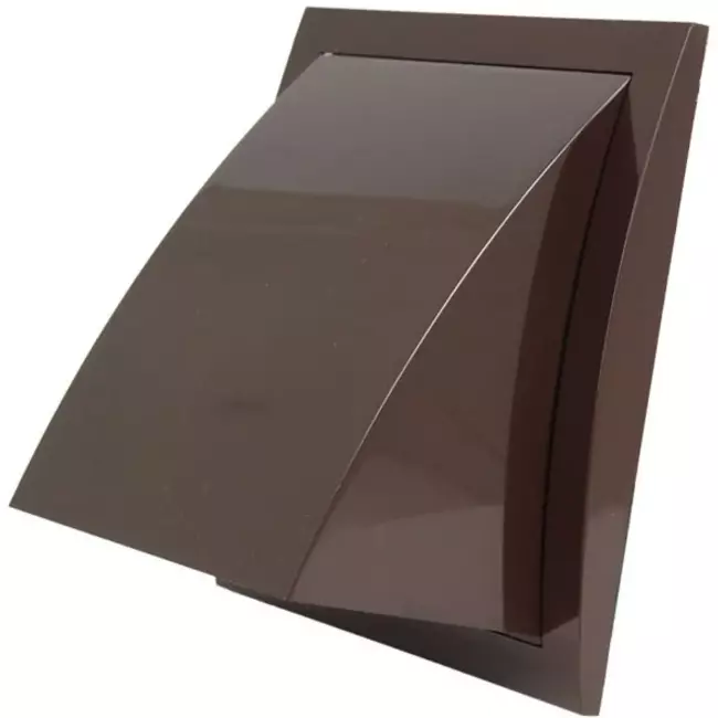 Fassadengitter Kunststoff mit Rückschlagventil 150x150 mm durchmesser 100 mm braun - ND10FVB
