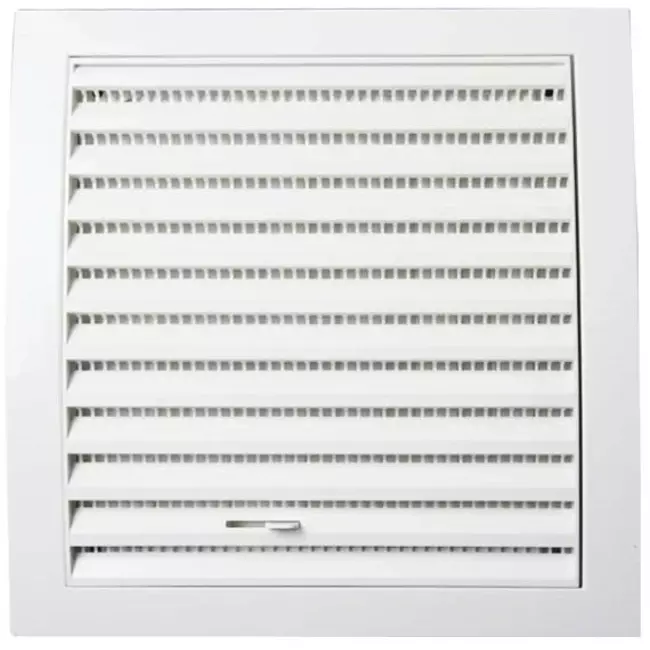 Wandgitter Kunststoff mit beweglichen Lamellen 150x150mm Ø100mm Weiß ND10R