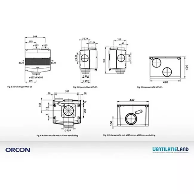 Orcon MVS-15RH CO2B 550 m³/h + Feuchtigkeitssensor + CO2-Kontrollsensor - Sicherheitsstecker