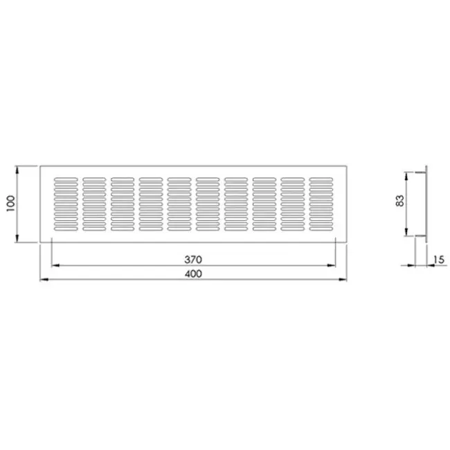 Sockelgitter Aluminium Silber 100x400mm RA1040S