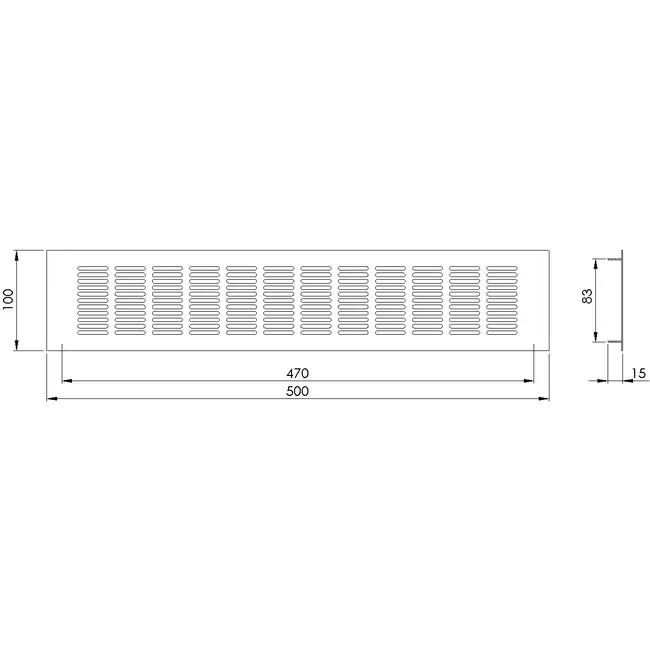 Sockelgitter Aluminium Silber 500x100mm RA1050S