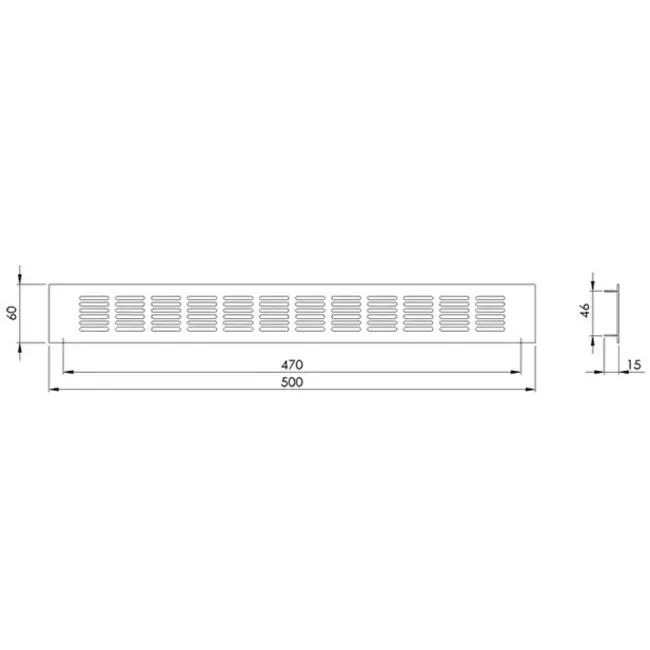 Sockelgitter Aluminium Weiß 500x60mm RA650