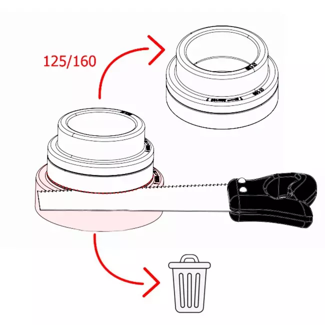 Reduzierstück für isoliertes Rohr 125/160/200mm