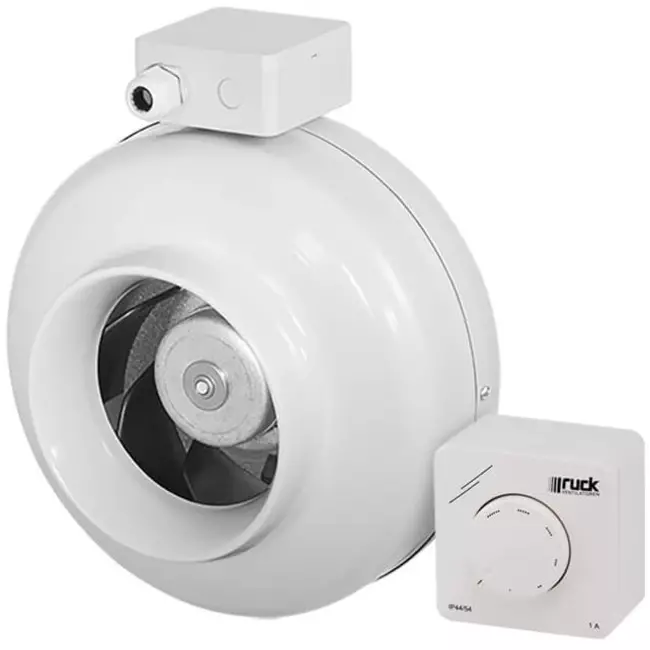 Ruck Rohrventilator 440 m³/h - Ø 150 mm + Elektronischer Regler, stufenlos 1,0 A
