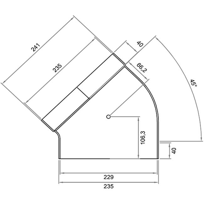 Wavin Ventiza Bogen 45 Grad PVC oval 235x80 mm horizontal M/S