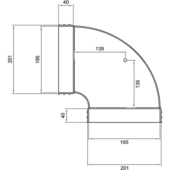 Wavin Ventiza Bogen 90 Grad PVC oval 195x80 mm horizontal M/M