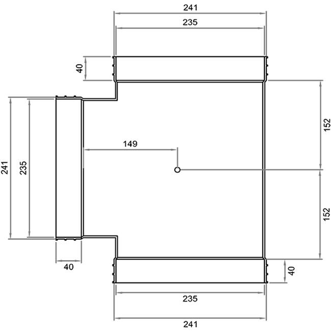 Wavin Ventiza T-Stück 90 Grad PVC oval 235x80 mm M/M/M