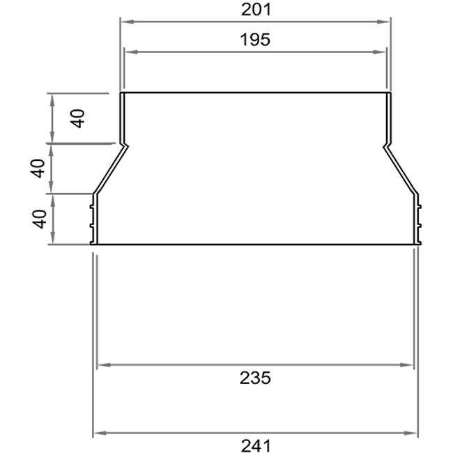 Wavin Ventiza Verlauf PVC oval 235x80 mm auf 195x80 mm M/M