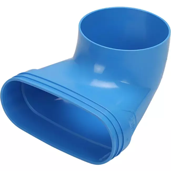 Wavin Ventiza Endstück 90 Grad PVC oval 195x80x70 mm mit Durchmesser 125 mm M/M