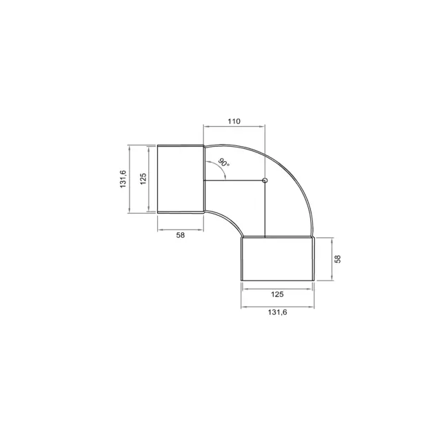 Wavin Ventiza 90 Grad Bogen PVC rund 125 mm M/M