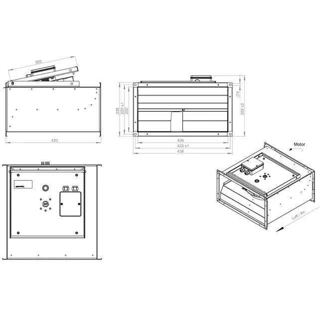Energieeffizienter Kanal-Radialventilator - KVR 4020 EC 32