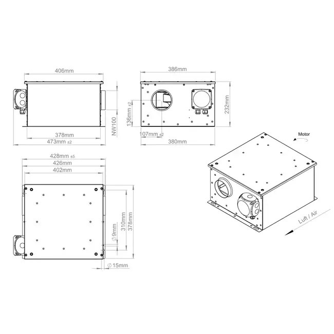 Isolierter Rohrventilator 100 mm - ISORX 100 EC K 01