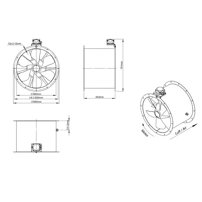 Axiallüfter 560 mm - AL 560 D4 01 CFG