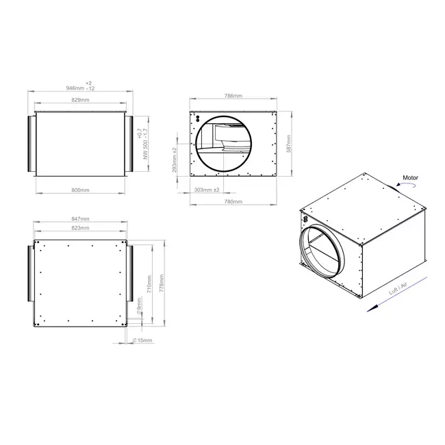 Isolierter Rohrventilator 500mm - ISOR 500 EC K 01