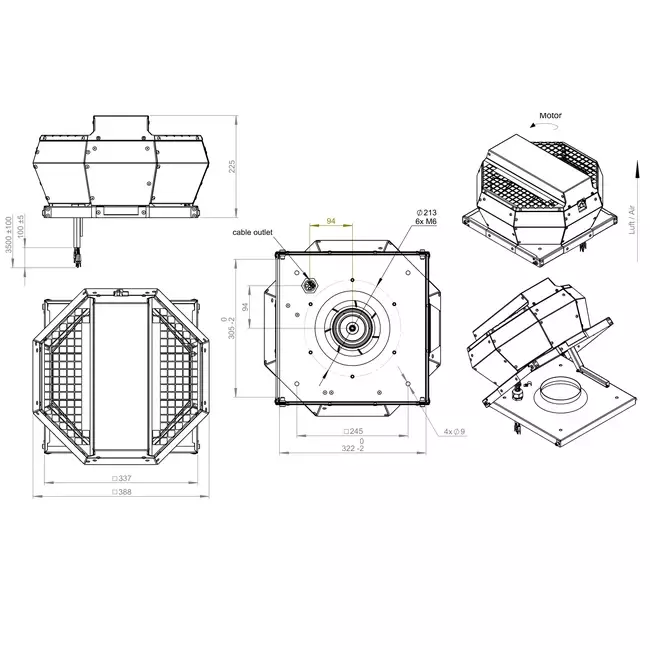 Dachventilator vertikale Konstantdruckregelung - DVA 190 EC O CRK 02