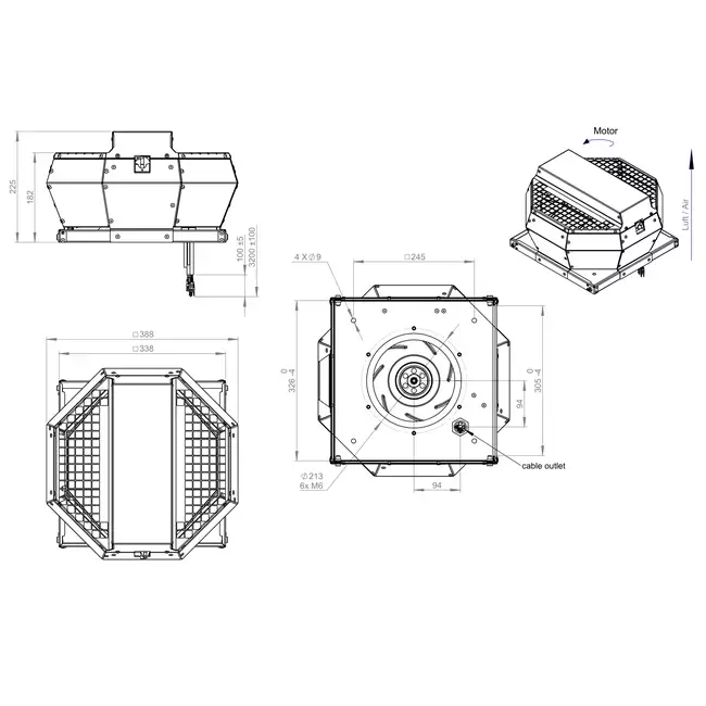 Dachventilator vertikale Konstantdruckregelung - DVA 250 EC O CRK 01