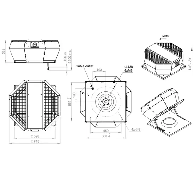 Dachventilator vertikale Konstantdruckregelung - DVA 355 EC O CRK 01