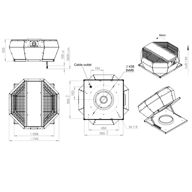 Dachventilator vertikale Konstantdruckregelung - DVA 400 EC O CRK 02