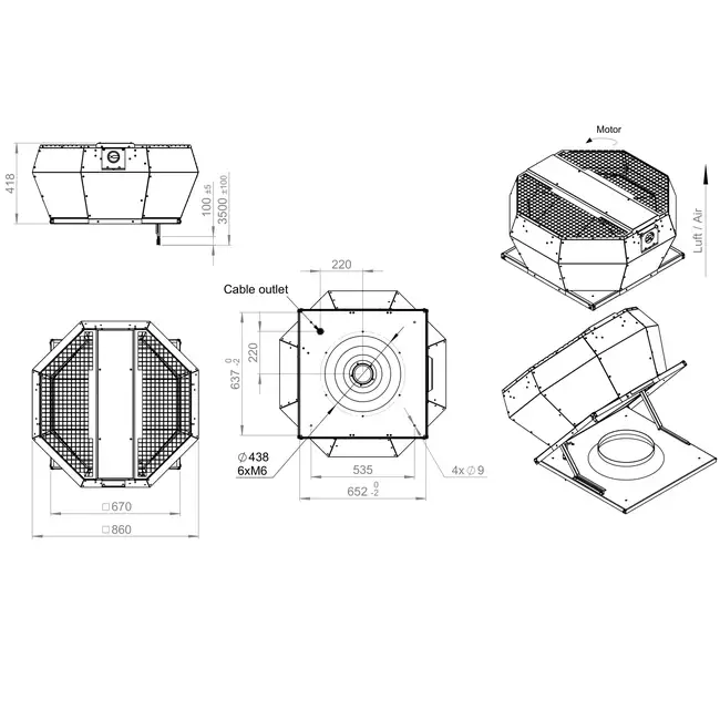Dachventilator vertikale Konstantdruckregelung - DVA 450 EC O CRK 02